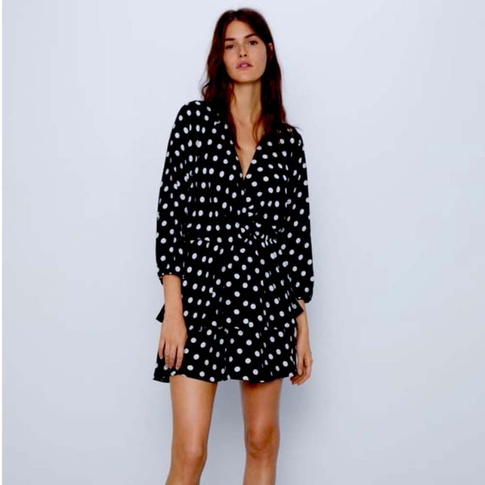 Zara twist-knot polka dot dress